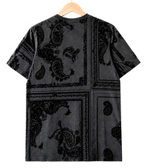 GUESS Men’s Size M Black Paisley Flocked T-Shirt Velvet Short Sleeve NWT