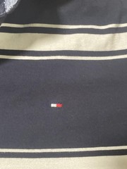 Tommy Hilfiger Men’s Striped Pique Polo Shirt Navy Blue White Short Sleeve Size
