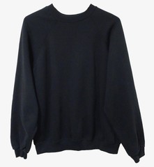 M/L Vtg 90s Black Blank Distressed Skate Punk Rock Grunge Boxy 50/50 Sweatshirt