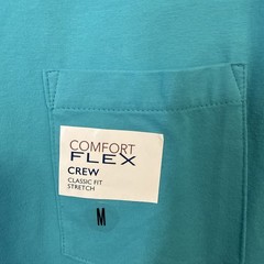Saddlebred Comfort Flex Men’s Ss Teal Blue Crew Tee Shirt w/Pocket NWT Medium