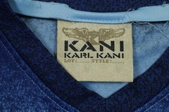 Vintage Karl Kani Shirt Mens XL Blue Gradient Long Sleeve V-Neck Logo 90s