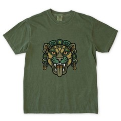 Mayan Jaguar Head T-Shirt | Ancient Tribal Mesoamerican Art | Comfort Colors