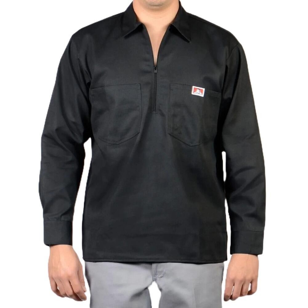 Ben Davis Men’s Long Sleeve Shirt Stripe 1/2 Zip Regular Fit Long Sleeve Shirt