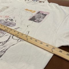 Shaka Wear XL Heavyweight Art Sketch Graphic Tee Distressed Drop Shoulder White