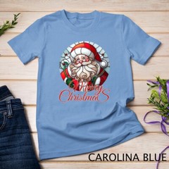 Jolly Stained Glass Santa Claus Face Graphic Tee Funny Christmas Unisex T-shirt