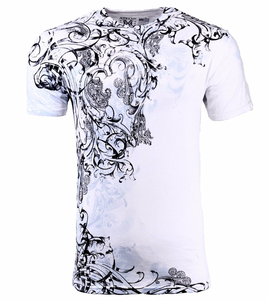 Xtreme Couture by Affliction Men’s T-Shirt SCRAP HEAP Biker White MMA