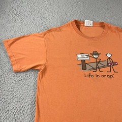 VTG Life is Crap “No Skateboarding” T-Shirt Orange Adult Men’s Size Medium Tee *