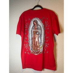 Smart Blanks Mens Red Virgin of Guadalupe Nuestra Reyna Graphic T-Shirt XL