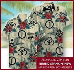 LED ZEPPELIN – SHIRT – HAWAIIAN – ALOHA CASUAL STYLE W/BUTTONS