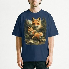Red Fox Family Watercolor Splash Forest T-Shirt Wildlife Nature Lover Animal Tee