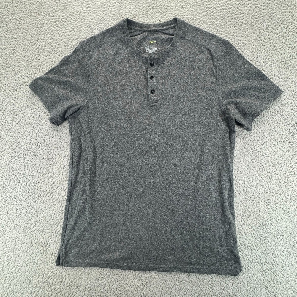Apt 9 Premier Flex Henley Shirt Mens Large Gray Short Sleeve Minimalist Normcore
