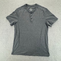 Apt 9 Premier Flex Henley Shirt Mens Large Gray Short Sleeve Minimalist Normcore