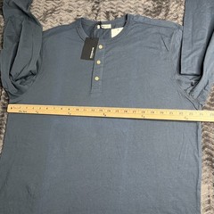 Men’s Buck Mason Henley Long Sleeve Cotton Size XL Blue NWT