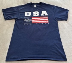 Vintage 80s-90s Hard Rock Cafe “USA” Las Vegas Tee Navy sz L/XL Y2K band music