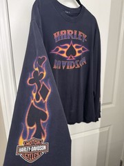 Harley Davidson Long Sleeve Shirt Mens Large New Orleans Louisiana Eagle Flame