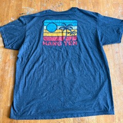 Hang Ten T Shirt Mens XL Vintage Surf Graphic Retro Streetwear Blue Tee Y2K Fits