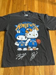 New York Knicks Towns #32 Brunson #11 Hello Kitty Unisex VINTAGE Gray Shirt Boxy