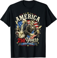 George Washington Lincoln Playing Guitar, 250th Anniversary T-Shirt