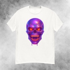 Infernal Purple Iridescent Skull Horror T-Shirt Men’s S-2XL