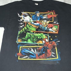 Vintage 20s Mad Engine Marvel Thor Hulk Spider-Man Captain A T-shirt Size Large