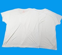 Hanes ComfortBlend Mens White V-Neck T-Shirts XL Set Of 2 Rayon/Polyester NWOT