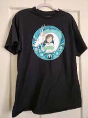 Hot Topic Spirited Away Chihiro Haku No-Face Graphic Black T-Shirt XL Anime