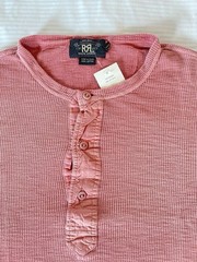 Ralph Lauren RRL Mens Knit Cotton Henley Shirt, Coral Toned, M