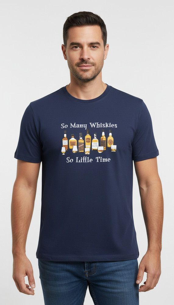 Sol’s Regent Men’s T-Shirt Whiskey Graphic Navy Short Sleeve Size L