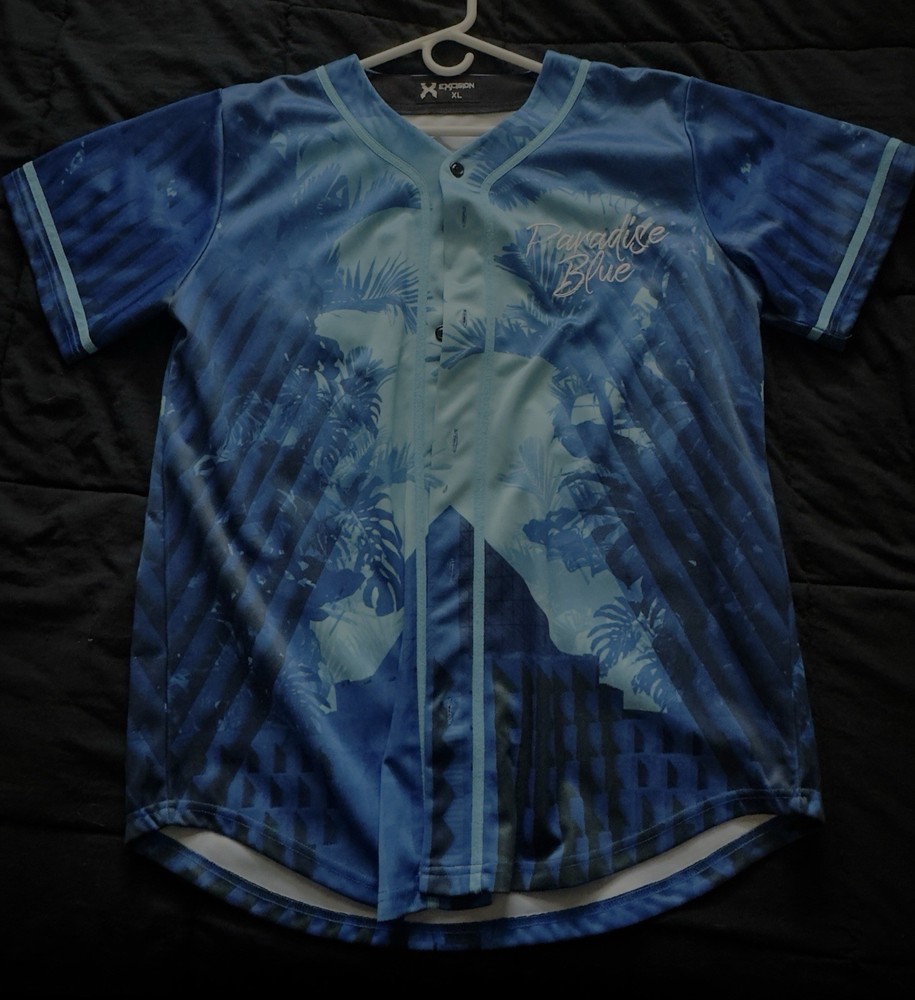Excisions Paradise Blue Graphic Button up Jersey XL (2022 edition)