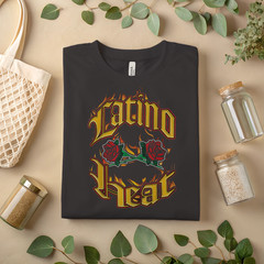 Latino Heat Shirt Chicano Style Flame Roses T-Shirt Hispanic Pride Tee A391