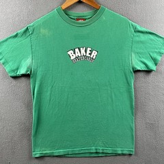 Vintage Baker Skateboards Shirt Mens Medium Green Box Logo Y2K Andrew Reynolds