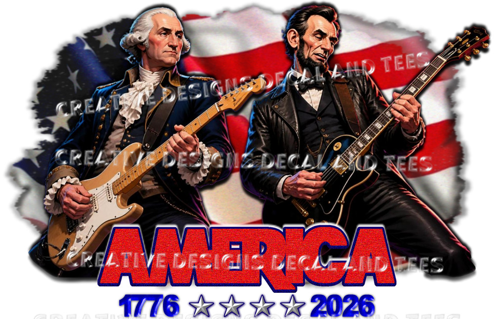 Abraham Lincoln and George Washington Playing Guitar America’s 4th 250th T-Shirt
