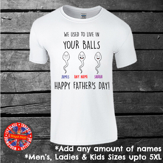 Funny Sperm Personalised Father’s Day T-shirt Mens Ladies Kids Dad Daddy Gift