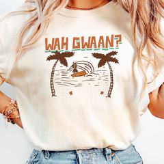 Wah Gwaan? Beach Palm Tree T-Shirt | Retro Island Vibes Shirt, Jamaica Tee
