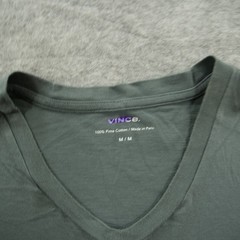 Vince Shirt Mens Medium Gray V Neck Short Sleeve Pima Cotton Casual