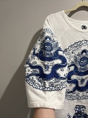 All Over Embroidered Dragon Chinese Short Sleeve Tee Size M Stunning Beautiful
