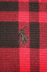 POLO RALPH LAUREN THERMAL/ WAFFLE KNIT 100% COTTON SHIRT RED & BLACK LARGE, L