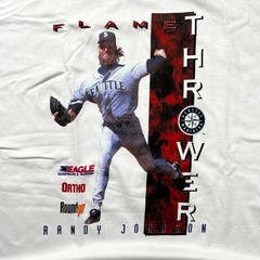 Vintage 90s Randy Johnson Flame Thrower Seattle Mariners T-Shirt XL