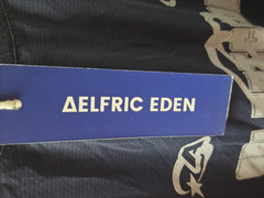 AELFRIC EDEN MEN (NWT) CONTRAST COLOR STRIPE SOCCER JERSEY SHIRT SZ L BLUE/WHITE