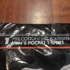 Vintage ‘90s Hanes Essential Gray Black Crewneck Pocket T-shirt XXL NOS NWT