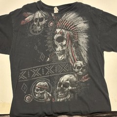 Men’s XL Black Skull Graphic Tee Crew Neck Short Sleeve Cotton Knit All Seasons