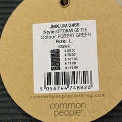 Common People Men’s Ottoman Tee T-Shirt Green Size Large Cotton Texture $75 New