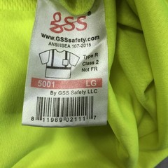 GSS Safety Shirt Mens Large Yellow Hi Vis Reflective Pocket Workwear Tee Top