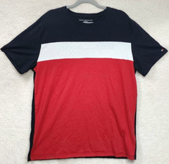Tommy Hilfiger Men’s Colorblock T-Shirt Size XL Navy Red White Cotton Crew Neck