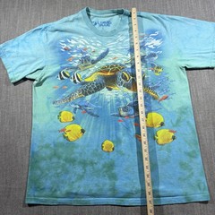 Liquid Blue Shirt Mens Large Blue Sea Turtle Ocean Fish Graphic Tie Dye Tee