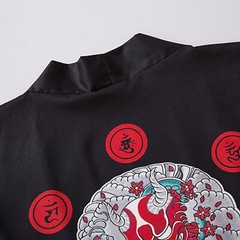 Niepce Men’s Demon Mask Kimono Graphic Lightweight Harajuku T-Shirt Cardigan