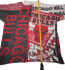 VINTAGE 90s CHICAGO BULLS MAGIC JOHNSON ALL OVER PRINT T SHIRT JORDAN RAP TEE L