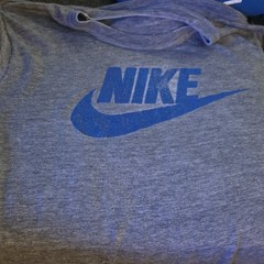 Vintage 1980s Nike Blue Swoosh Tee Heather Grey Single Stitch