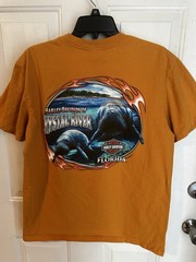Harley Davidson Mens Large Crystal River Double Sided Yellow T Shirt Large