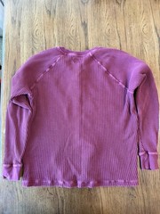 American Giant Henley Shirt Mens L Red Waffle Knit Thermal Long Sleeve USA